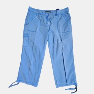 Tommy Bahama Capri Crop Cargo Pocket Pants 8 Tie Hem Cotton Blend Coastal Resort